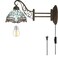 WERFACTORY Tiffany Wall Sconce Lamp Plug in Swing Arm Up Down Light