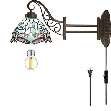 WERFACTORY Tiffany Wall Sconce Lamp Plug in Swing Arm Up Down Light
