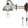 WERFACTORY Tiffany Wall Sconce Lamp Plug in Swing Arm Up Down Light