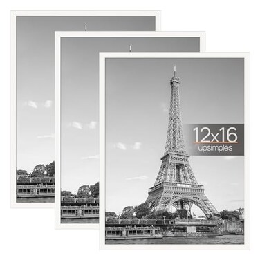 upsimples 12x16 Poster Frame, Easy Slide-In Assembly, White, 3 Pack