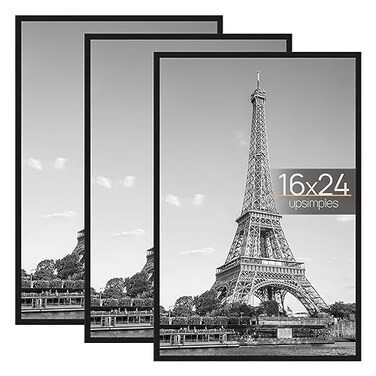 upsimples 16x24 Poster Frame, Easy Slide-In Assembly, Black, 3 Pack
