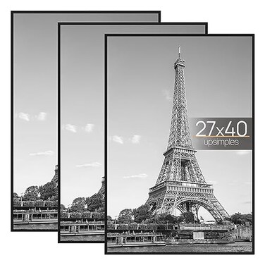 upsimples 27x40 Poster Frame, Easy Slide-In Assembly, Black, 3 Pack