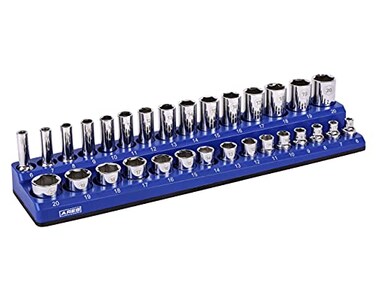 ARES 60008 30-Pc 3/8-In Blue/Black Metric Magnetic Socket Organizer