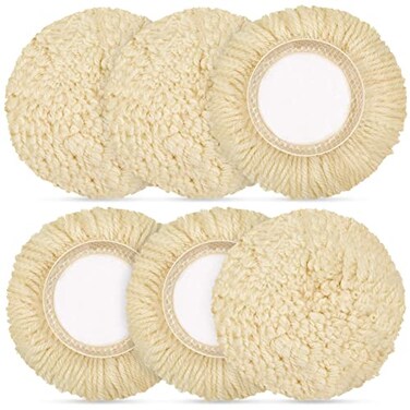 Tallew 6 Pcs Wool Buffing Pads Hook Loop for Drill Polisher, 3 Inch