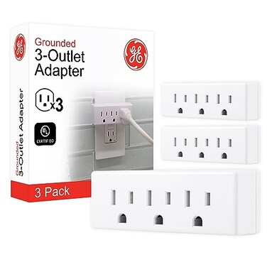 GE Outlet Extender, 3 Pack, 3 Outlet Multi Plug Wall Power Splitter