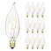 KOR 15W Clear Flame Tip Incandescent Bulbs, Candelabra E12, 12-Pack