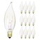 KOR 15W Clear Flame Tip Incandescent Bulbs, Candelabra E12, 12-Pack