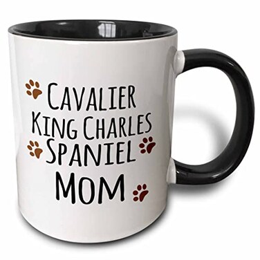 3dRose Cavalier King Charles Spaniel Dog Mom 11oz Two-Tone Black Mug
