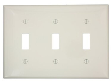 Leviton 3-Gang Toggle Device Switch Wallplate, 80711-T, Light Almond
