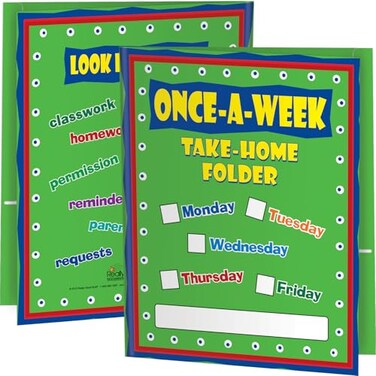 Really Good Stuff Once-a-Week Take-Home Laminated Folders, Set of 12