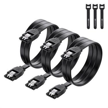 Cable Matters 3-Pack Straight SATA III 6Gbps Cable, Black, 24 inches
