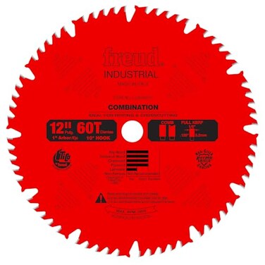 Freud Combination Blade - 12" Dia., 60 Teeth, .126" Kerf, Comb Grind