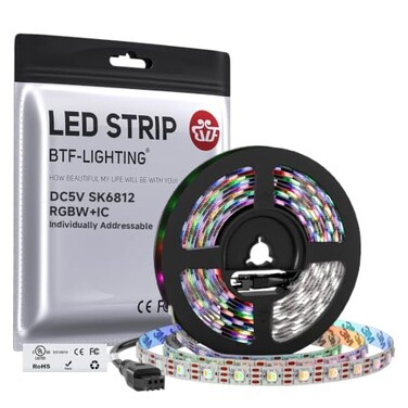BTF-LIGHTING RGBCool White SK6812 LED Strip 16.4FT 300LED DC5V IP30