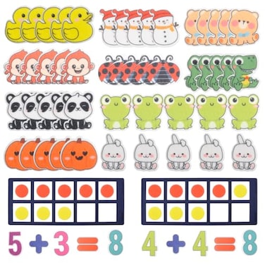 CHEFAN Ten-Frame Math Manipulatives, 162-Piece Counting Set for Kids