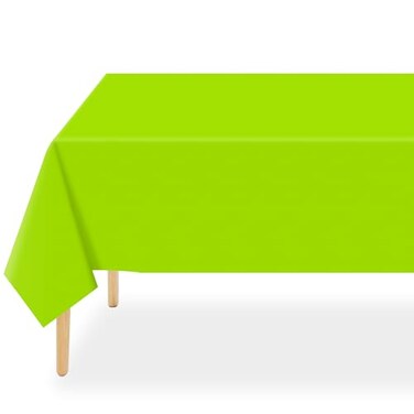 QIKSION 2 Pack Lime Green Plastic Tablecloth, Neon Green Table Cloth