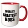 3dRose Worlds Greatest Boss. Black Text. Modern 11oz Two-Tone Red Mug