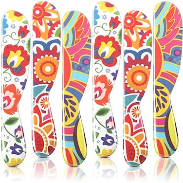 Eaasty 6 Pcs Butter Cheese Spreader Knife 6 Inch Plastic,Floral Style