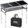 Anbte 3ft Folding Camping Table, 3 Adjustable Height Max 27.5", Black