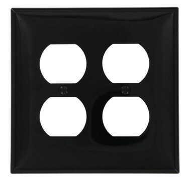 Leviton 2-Gang Duplex Receptacle Wallplate, Midway Size, PJ82-E, Black
