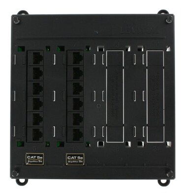 Leviton Twist and Mount Patch Panel, 12 CAT 5e Ports, 476TM-512, Black