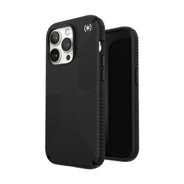 Speck Presidio2 Grip - Non-Slip iPhone 14 Pro Case (Black/Black/White
