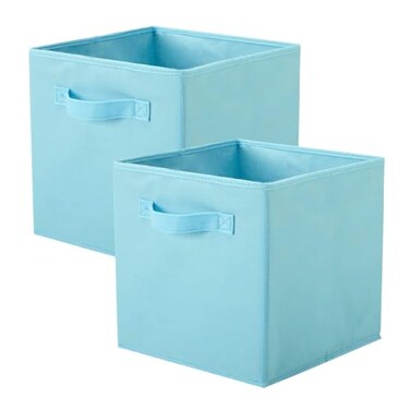 PowerKing Collapsible Storage Cubes, Farbic Storage Bins, Blue, 2 Pack