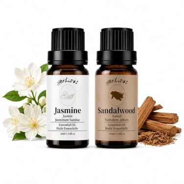 yethious Jasmine Sandalwood Essential Oil Set for Diffuser, Home Scent