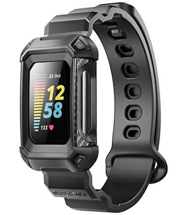 SUPCASE for Fitbit Charge 6 2023 / Charge 5 2021 Band with Case, Black