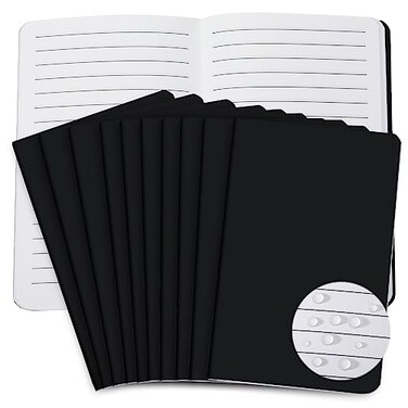 Seajan 10 Pack Waterproof Pocket Notebook 3.5 x 5.5 Mini Notepad,Black