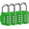 Puroma 4 Pack Combination Lock Locker 4 Digits Combo Padlock Gym Green