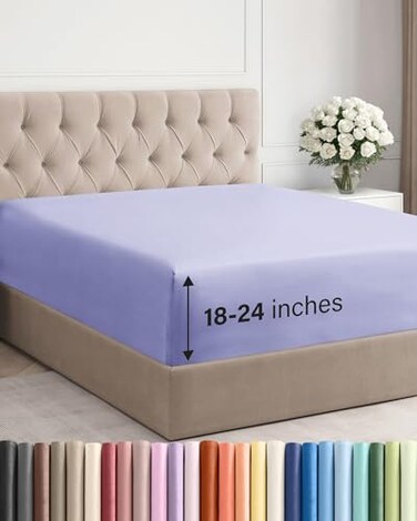 CGK Unlimited CGK Linens Extra Deep Full Fitted Sheet - Fitted Sheet Only - Lavender