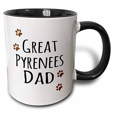 3dRose Great Pyrenees Dog Dad - Doggie by Breed 11oz Two-Tone Black Mug
