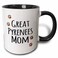 3dRose Great Pyrenees Dog Mom - Brown Muddy Paw 11oz Two-Tone Black Mug