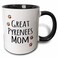 3dRose Great Pyrenees Dog Mom - Brown Muddy Paw 11oz Two-Tone Black Mug