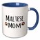 3dRose Maltese Terrier Dog Mom - Doggie by breed 11oz Two-Tone Blue Mug