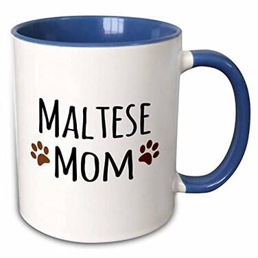 3dRose Maltese Terrier Dog Mom - Doggie by breed 11oz Two-Tone Blue Mug