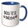 3dRose Maltese Terrier Dog Mom - Doggie by breed 11oz Two-Tone Blue Mug