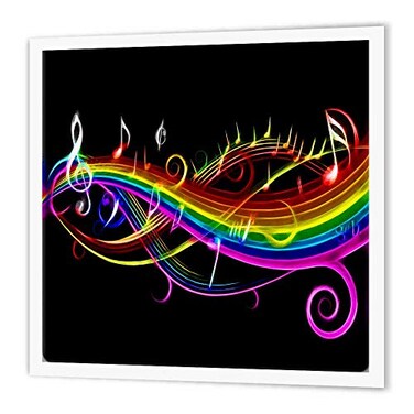 3dRose Rainbow Music Notes 6x6 Iron on Heat Transfer for White Material