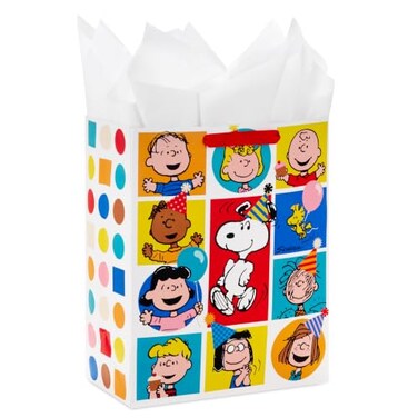 Hallmark Peanuts 13" Large Gift Bag with Tissue (Snoopy, Charlie Brown