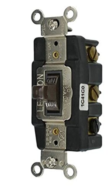 Leviton 20-Amp 120-Volt Toggle Double-Pole AC Quiet Switch, 1286, Brown