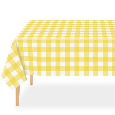 QIKSION 3 Pack Yellow Gingham Tablecloth, Yellow Checkered Table Cloths