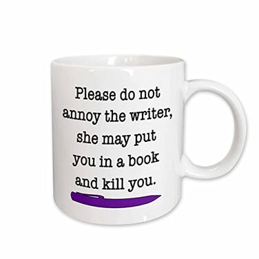 3dRose "Please Do Not Annoy The Writer Green" Ceramic Mug, 11 oz, Purple