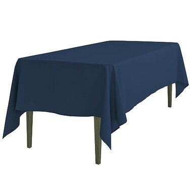 LTC LINENS LinenTablecloth 60 x 102-Inch Rectangular Polyester Tablecloth Navy Blue