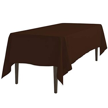 LTC LINENS LinenTablecloth 60 x 126-Inch Rectangular Polyester Tablecloth Chocolate
