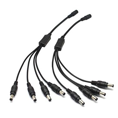 Security-01 2Pack 1 to 4 Way DC Power Splitter Cable, Plug 5.5mm x 2.1mm