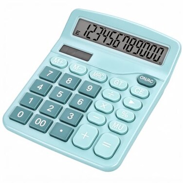 DANRONG Cute Blue Desktop Calculator with Big Buttons, Dual Power Source