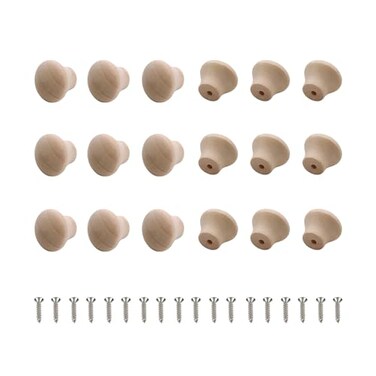Oedema 20Pcs Mini Wood Unfinished Cabinet Knobs 0.69x0.55in Drawer Pulls
