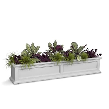 Mayne Fairfield 60in Self-Watering Rectangular Window Box Planter, White