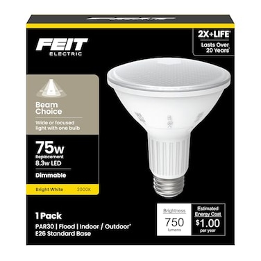 Feit Electric PAR30L LED Reflector Light, 75W Eq, Bright White, E26 Base