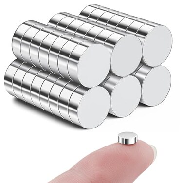 SMARTAKE 45 Pcs Refrigerator Magnets, 6x2mm Small Fridge Magnets, Silver